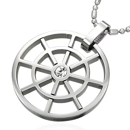 Prívesok z ocele - kruh so zirkónom