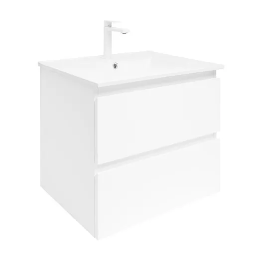 Kúpeľňová skrinka s keramickým umývadlom SAT B-Way 59x50x45 cm biely lesk BWAY260WU4B2