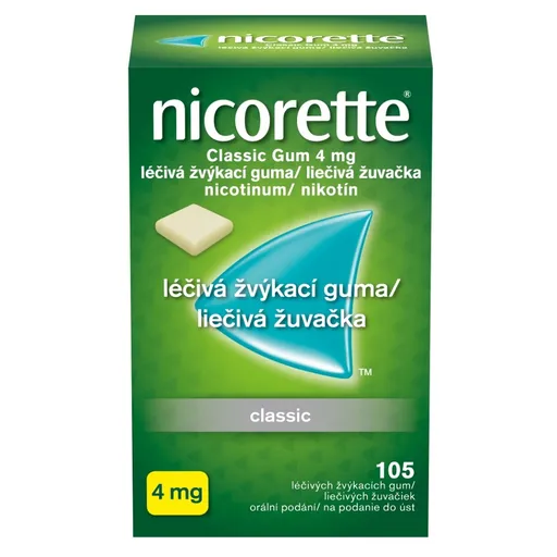 NICORETTE Classic Gum 4 mg liečivé žuvačky 105 ks