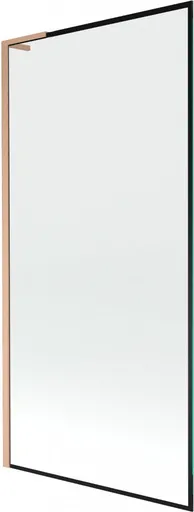 MEXEN/S - Next L vaňová zástena FIX 90 x 150, čierna vzor, meď kartáčovaná 895-090-000-03-70-65