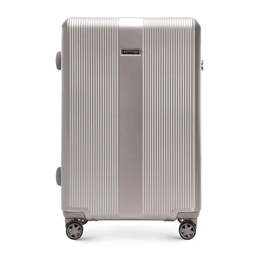 Stredný kufor z polykarbonátu s rebrovaním šampanská farba 56-3P-902-87