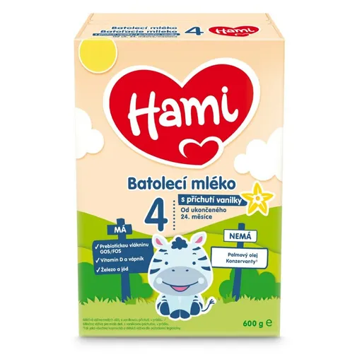 HAMI 4 Batoľacie mlieko s príchuťou vanilky od ukončeného 24.mesiaca 600 g