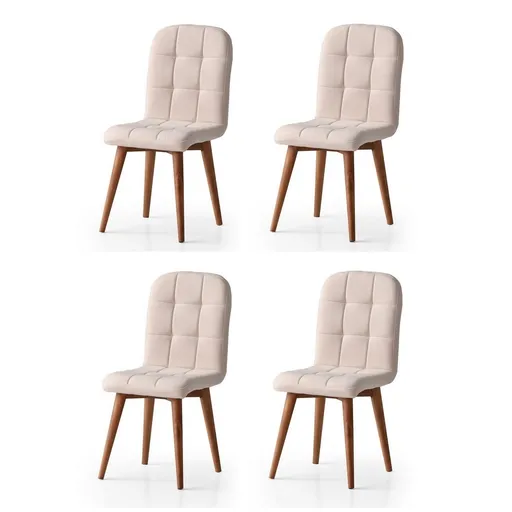 Súprava jedálenských stoličiek Retro Cream and Walnut, 4 ks