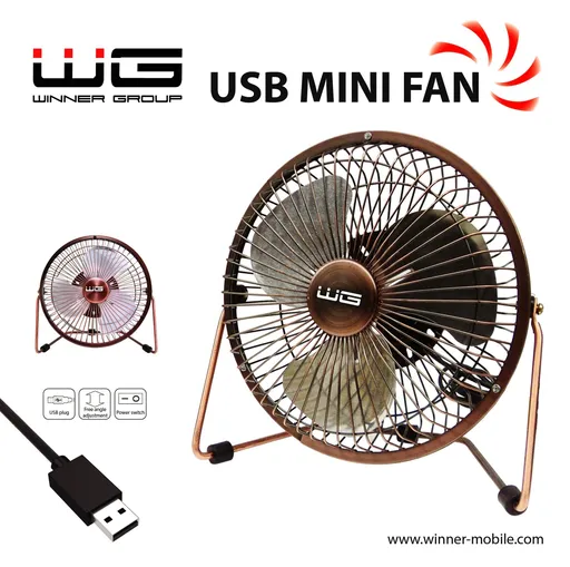 WG - Ventilátor USB mini fan 6inch, bronzový