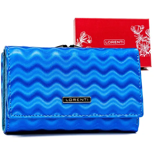 Kožená dámska peňaženka s háčikom a zapínaním s vlnkovým vzorom - Lorenti