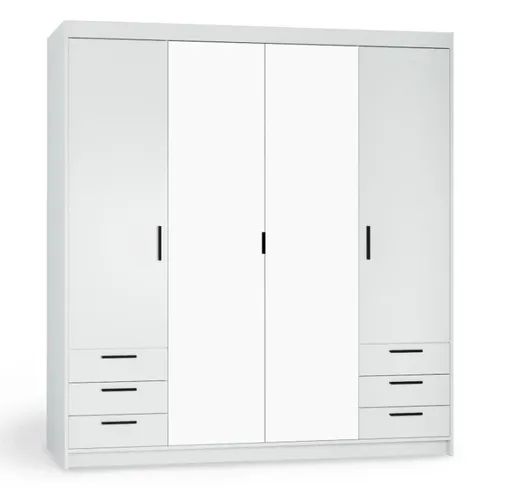 ArtLemp Šatníková skriňa ELLEN 4D6S so zrkadlom | biela