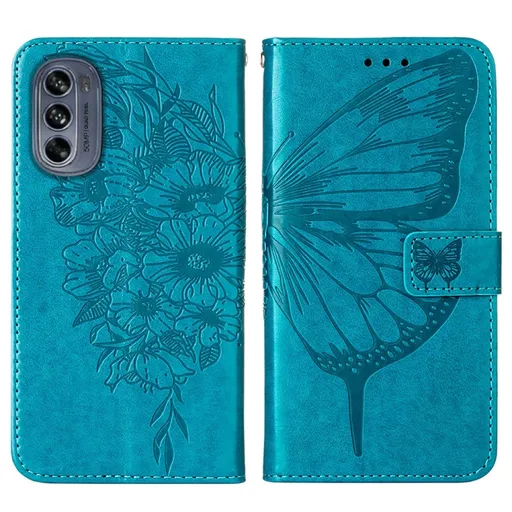 ART BUTTERFLY Peňaženkový kryt Motorola Moto G62 5G modrý