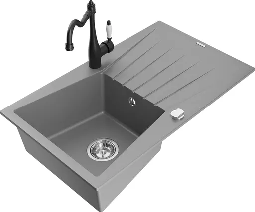 MEXEN/S MEXEN/S - Cesar granitový drez 1-miska s odkvapkávačom vrátane batérie Carla, šedá 6514-71-670700-70
