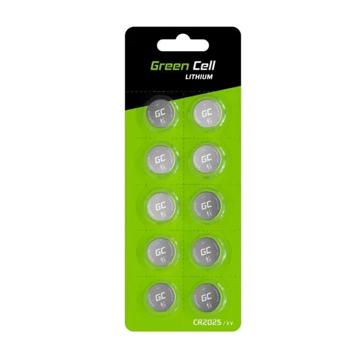 Green Cell Blister 10x Lítium Battery CR2025 3V 160mAh Button