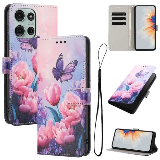 ART Peňaženkový obal pre Motorola Moto G86 5G PINK FLOWER