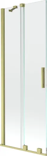 MEXEN/S - Velar Dvojkrídlová posuvná vaňová zástena 70 x 150, transparent, zlatá kartáčovaná 896-070-000-01-55