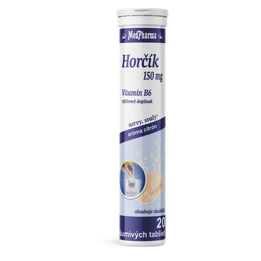 MEDPHARMA Horčík 150 mg + vitamín B6 20 šumivých tabliet