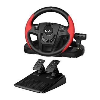 Volant Genius GX Gaming SpeedMaster 31620003400, volant s pedály a řadící pákou, 13tl., USB, červeno-černý