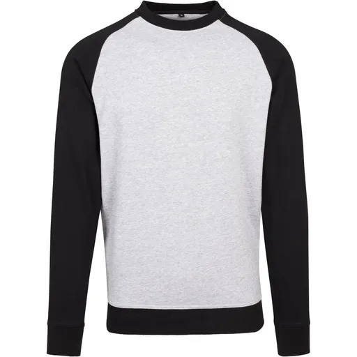 Build Your Brand Pánska dvojfarebná mikina - Šedý melír / čierna | S