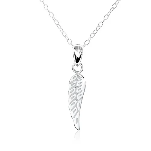 Strieborný 925 náhrdelník - jemne gravírované ploché anjelské krídlo