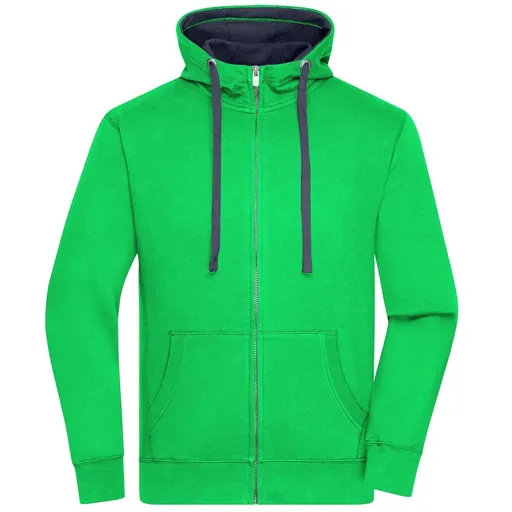 James & Nicholson (Daiber) Pánska mikina na zips s kapucňou JN963 - Zelená / tmavomodrá | XL