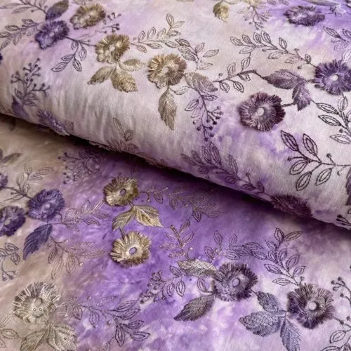 Bavlnená látka TIE DYE EMBROIDERY Poppy design J