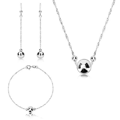 Trojset, striebro 925 - gulička s dvomi menšími guľôčkami, špirálovitá retiazka