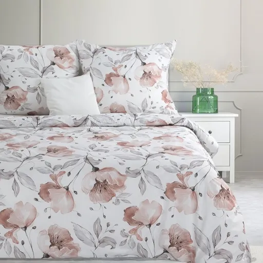 ArtFir Obliečky na jednolôžko NICKY | biela/púdrovoružová 140 x 200 cm