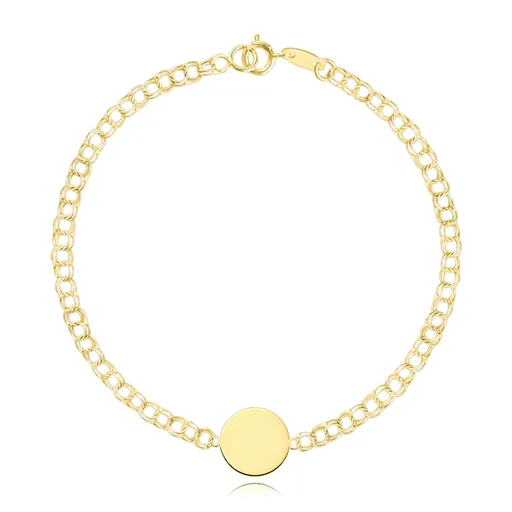 Detský náramok v žltom zlate 375 - dvojité očká, plochý hladký kruh