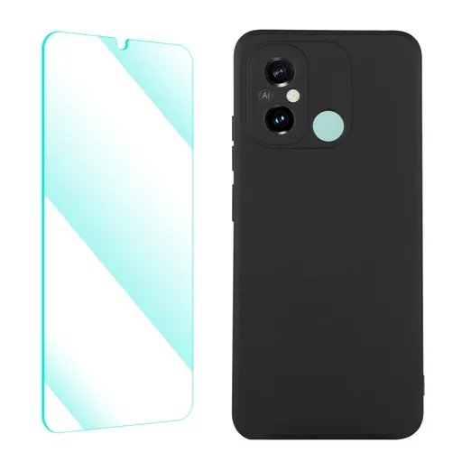 ENKAY SET Silikónový obal a 2D sklo Xiaomi Redmi 12C čierny