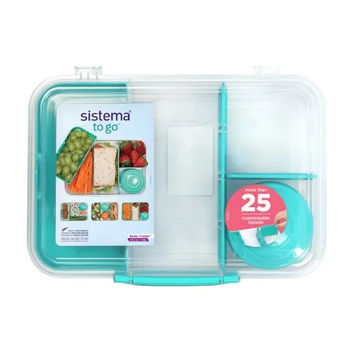 SISTEMA To Go Trojkomorová krabička s nádobou a miskou zelená 1,48 l