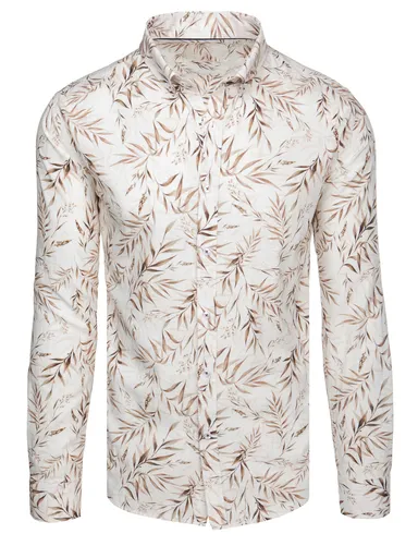 Košeľa pánska biela s listami Dstreet DX2639