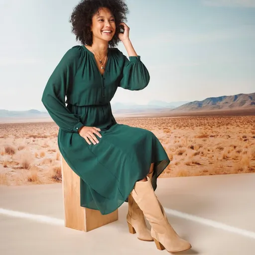 Rozšírené midi šaty s dlhými rukávmi