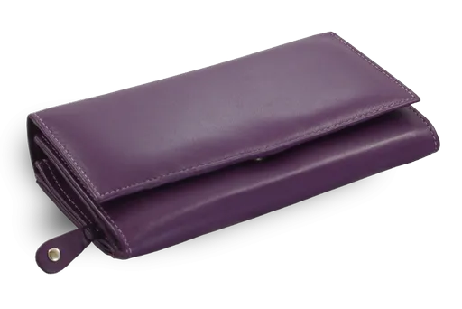 Fialová dámska listová kožená peňaženka s poklopom 511-2120-76