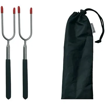 SCHWARZWOLF LIPNO sada 2 ks teleskopických vidliček na opekanie v puzdre, čierno/strieborné (8595611006906)