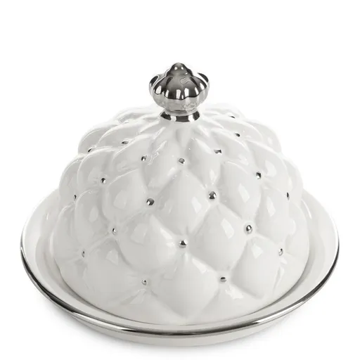 ArtFir Dekoračná nádoba ADORE 02 | biela/strieborná 16 x 12 cm