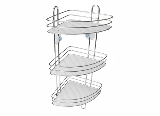MAKRO - Polička rohová 3 poschodová, pochrómovaná