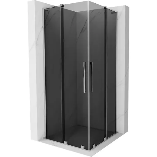 MEXEN/S - Velar L Duo sprchovací kút, posuvné dvere 80 x 80, grafit, chróm 871-080-080-02-43-01