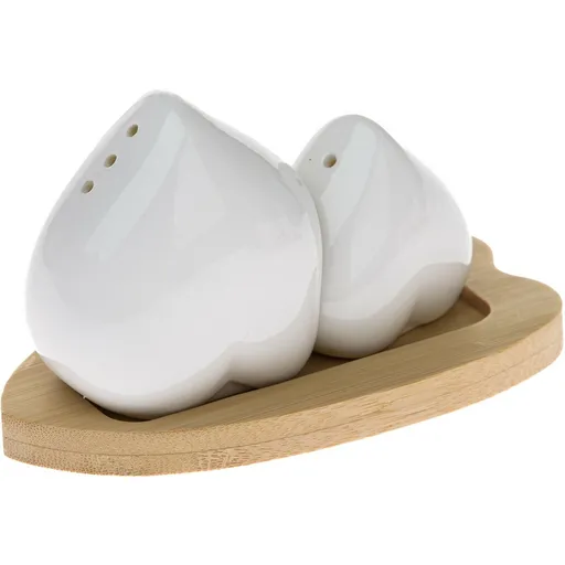 Porcelánová soľnička a korenička s podtáckou Srdce