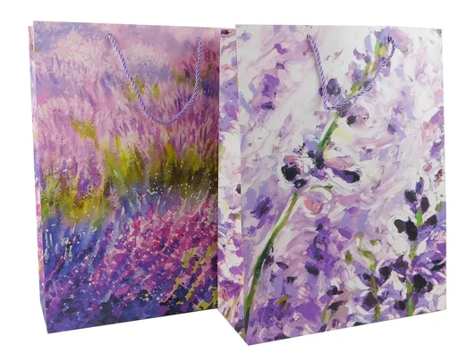 MAKRO - Taška darčeková 31x40x12cm rôzne dekory maľby levandule
