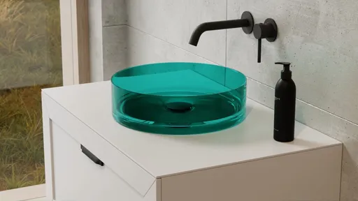 BESCO - Umývadlo na dosku ENYA zo syntetickej živice - Farba - Zelená, Farba sifónu - Biela KEENYA36ZW