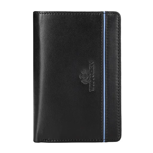 Dámska kožená peňaženka s kontrastným remienkom stredne čierna 14-1-956-1