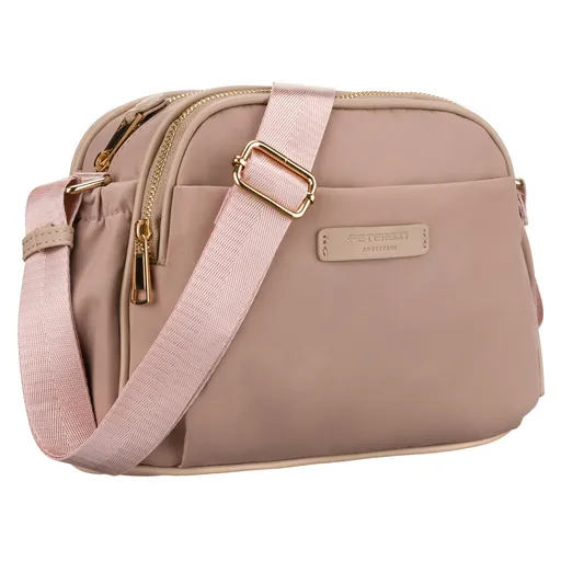Dámska ružová listová kabelka z nylonu – so zipsom a magnetickým klipsom