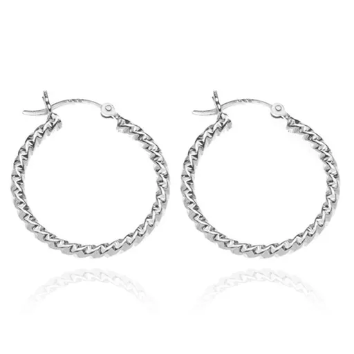 Náušnice zo striebra 925 - zatočená línia kruhov, 25 mm