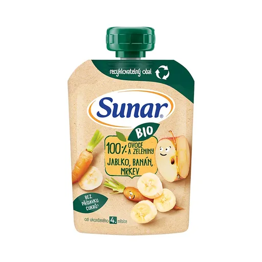 SUNAR Ovocné vrecko jablko, banán, mrkva 4m+ BIO 100 g