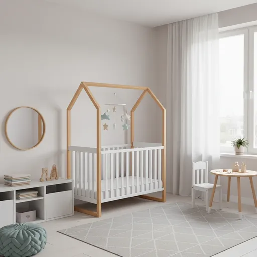 Elvisia Detská postieľka LITTLE HOUSE | biela buk 60 x 120 cm