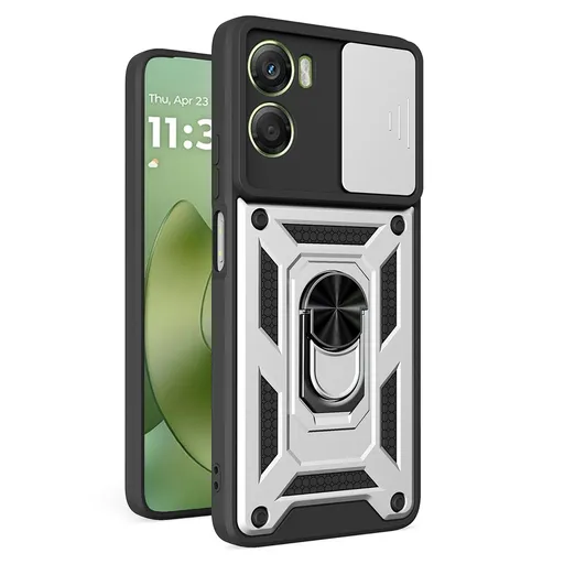 RING CAMERA Kryt s držiakom pre Motorola Moto G06 / G06 Power strieborný