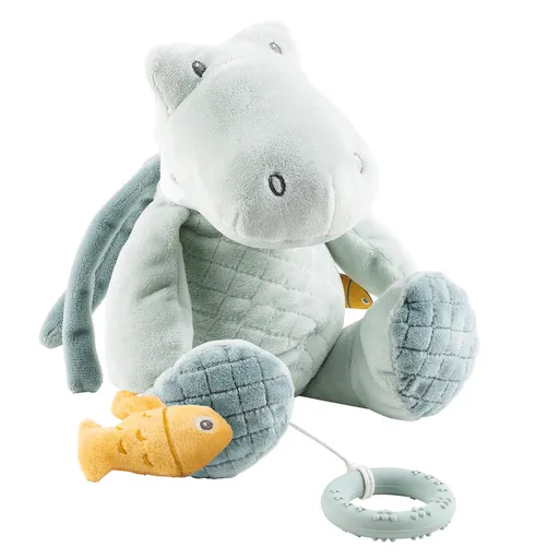 NATTOU Krokodíl plyšový hudobný Romeo s hryzačkou silikón 30 cm Romeo, Jules