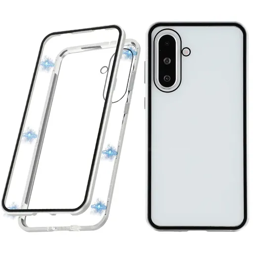 Magnetický kryt 360 pre Samsung Galaxy A56 strieborný