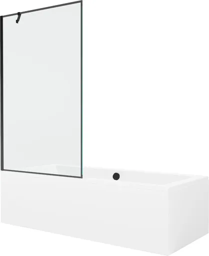 MEXEN/S - Cube obdĺžniková vaňa 170 x 80 cm s panelom + vaňová zástena 100, čierna vzor 550517080X9510007070