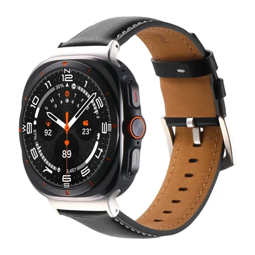 LEATHER Kožený remienok pre Samsung Galaxy Watch Ultra / Watch Ultra 2025 čierny