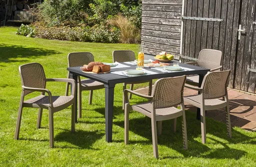 Elvisia Záhradný set LUNA 6 + 1 | grafit/cappuccino