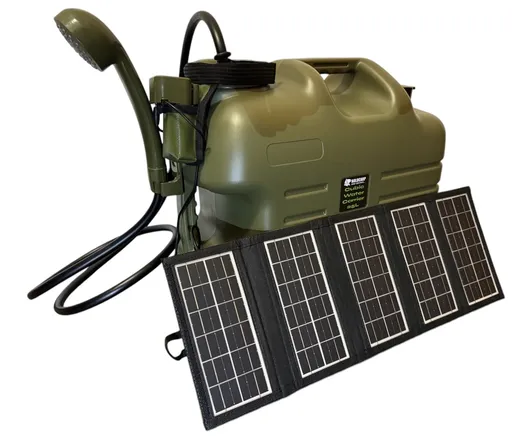 Holdcarp kanister so sprchou rechargeable camping shower 25l + solar 10w