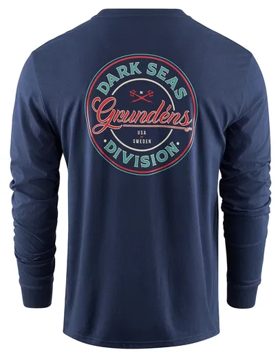 Grundéns tričko dark seas x grundens instinctive ls t-shirt dark navy - m