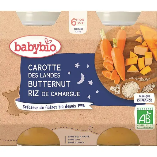 BABYBIO večerné menu mrkvu s tekvicou a ryžou 2x200 g